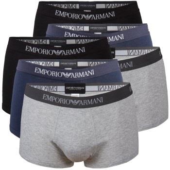 Armani Pure Cotton Trunks 6P Grå/Blå bomull Small Herre