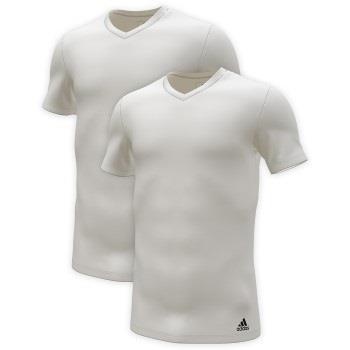 adidas 2P Active Flex Cotton 3 Stripes V-Neck T-Shirt Hvit bomull X-La...