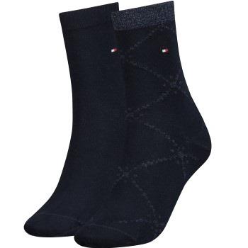 Tommy Hlfiger Women Graphic Argyle Sock Strømper 2P Marine Str 39/42 D...