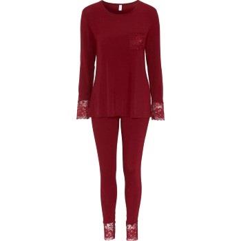 Damella Viscose Plain Pyjamas Set Vinrød  viskose Small Dame