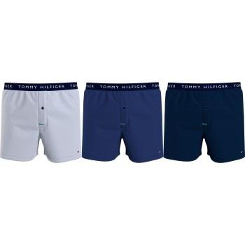 Tommy Hilfiger 3P Recycled Cotton Woven Boxer Shorts Blå/Grå bomull Sm...