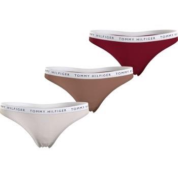 Tommy Hilfiger Truser 3P Recycled Essentials Thong Natur/Rød X-Large D...