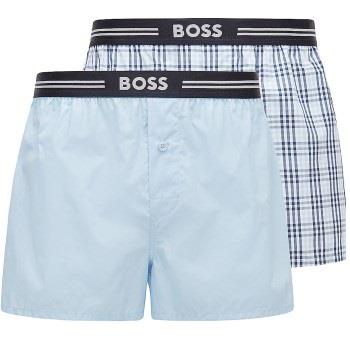 BOSS 2P EW Boxer Shorts Lysblå/Rutete polyester Small Herre