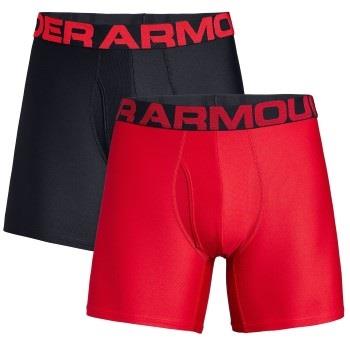 Under Armour 2P Tech 6in Boxers Svart/Rød polyester Small Herre