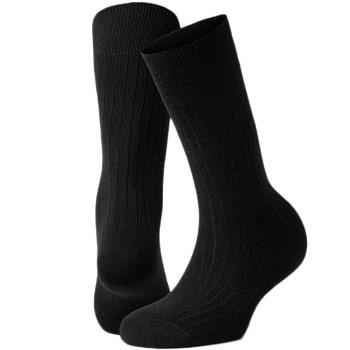 Panos Emporio Strømper 2P Premium Mercerized Wool Rib Socks Svart One ...