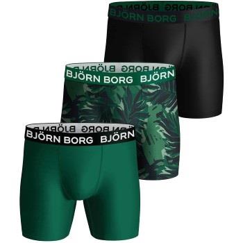 Björn Borg 3P Performance Boxer 1729 Svart/Grønn polyester Small Herre