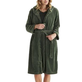 Damella Jaquard Fleece Hoodie Robe Oliven polyester XX-Large Dame