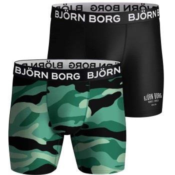 Björn Borg 2P Performance Boxer 1727 Svart/Grønn polyester Small Herre