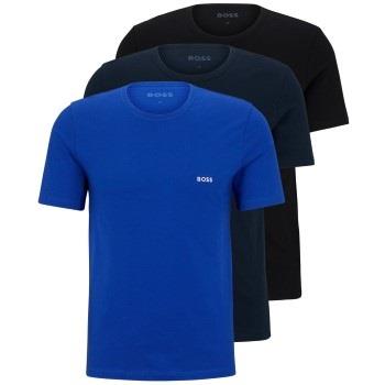 BOSS 3P Classic Cotton Solid T-Shirt Svart/Blå bomull Small Herre