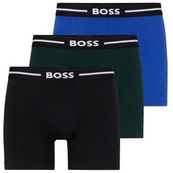 BOSS 3P Solid Cotton Bold Boxer Svart/Blå bomull Medium Herre