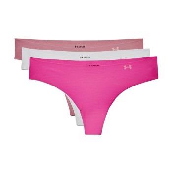 Under Armour Truser 3P Pure Stretch Thong Rosa/Hvit Large Dame