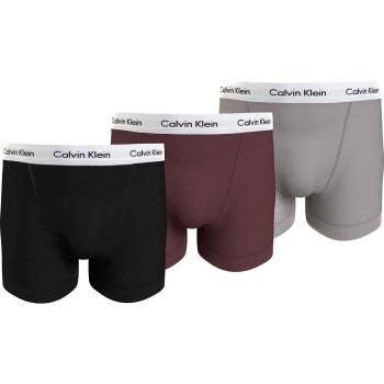 Calvin Klein 3P Cotton Stretch Trunks Svart/Rød bomull Small Herre