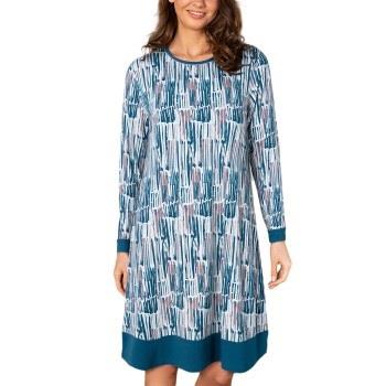 Lady Avenue Bamboo Longsleeve Nightdress Blå Mønster bomull XX-Large D...