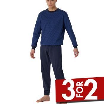 Schiesser Comfort Essentials Long Pyjamas Marine bomull 54 Herre
