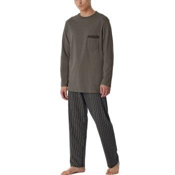 Schiesser Comfort Nightwear Long Pyjamas Brun Mønster bomull 50 Herre