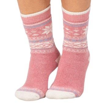 Trofe Knitted Patterned Wool Sock Strømper Rosa Str 39/42 Dame