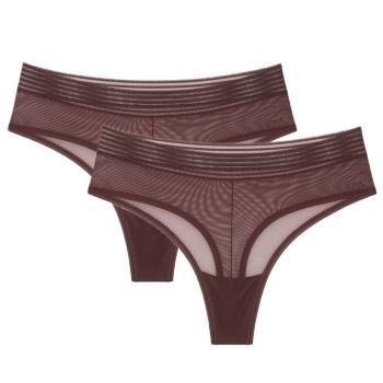 Triumph Truser 2P Tempting Sheer Highwaist String Mørkbrun  polyester ...