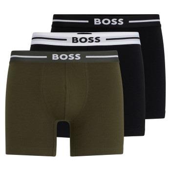 BOSS 3P Boxer Bold Brief Svart/Grønn bomull Small Herre