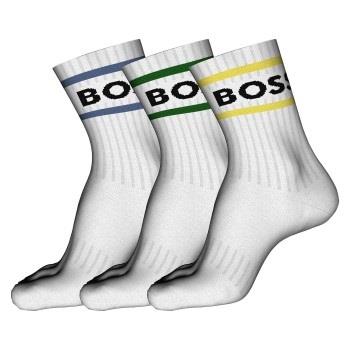 BOSS Strømper 3P Rib Stripe CC Sock Hvit Str 39/42 Herre