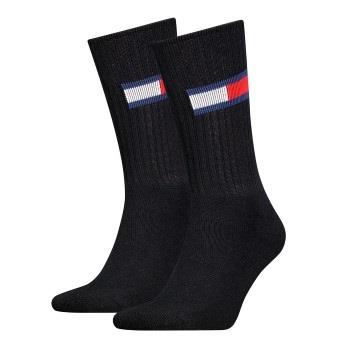 Tommy Men Uni TJ Flag Socks Strømper 2P Svart Str 39/42 Herre