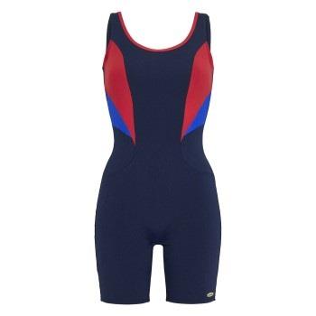 Damella Cindy Chlorine Resistant Long Leg Swimsuit Marine/Rød polyamid...