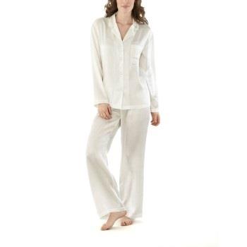 Damella Woven Silk Plain Pyjamas Set Elfenben silke Small Dame