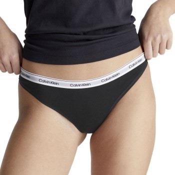 Calvin Klein Truser Modern Logo Thong Svart bomull Small Dame