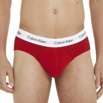 Calvin Klein 3P Cotton Stretch Hip Brief Marine/Rød bomull Small Herre