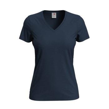 Stedman Classic V-Neck Women T-shirt Mørkblå bomull Medium Dame
