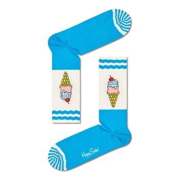 Happy socks Strømper 3P Ice Cream Sock Lysblå/Hvit bomull Str 41/46