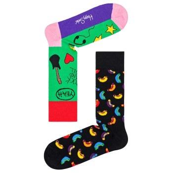 Happy socks Strømper 3P Rock Your Socks Friend Sock Svart/Grønn bomull...