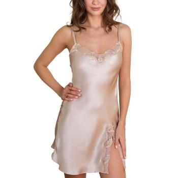 Lady Avenue Pure Silk Slip With Lace Perlhvit silke X-Small Dame