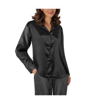 Lady Avenue Satin Pyjama With Short Sleeves Svart silke Small Dame