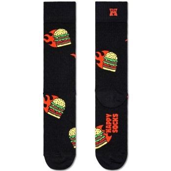 Happy socks Strømper 2P Flaming Burger Sock Svart Mønster bomull Str 4...