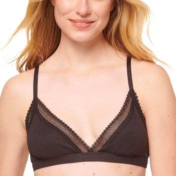 Sloggi BH GO Ribbed Lace Bralette Svart bomull Large Dame