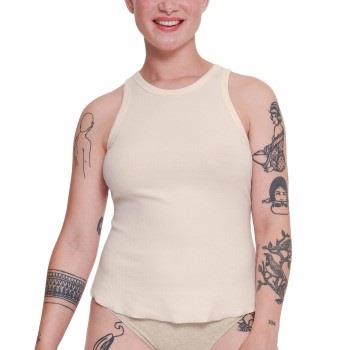 Sloggi GO Ribbed Tank Top Krem bomull Small Dame