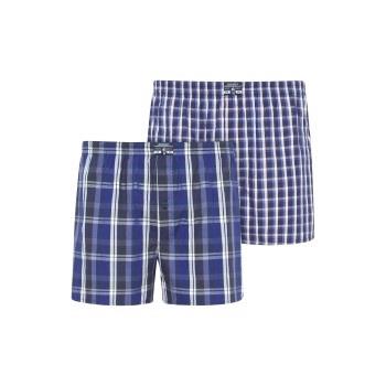 Jockey 2P Woven Boxer Shorts Marine Rutete bomull Small Herre