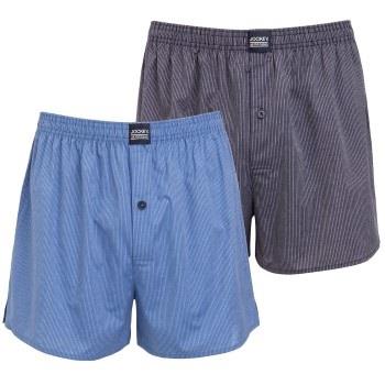 Jockey 2P Woven Boxer Shorts 3XL-6XL Blå/Grå bomull 3XL Herre