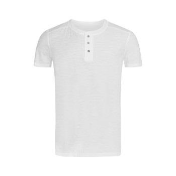 Stedman Shawn Henley T Shirt For Men Hvit ringspunnet bomull X-Large H...