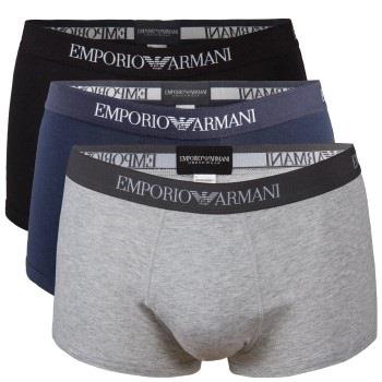 Armani Pure Cotton Trunks 9P Grå/Blå bomull Large Herre