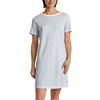 Calida Cotton Stripes Shortsleeve Nightdress Lysblå Stripet bomull Sma...