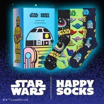 Happy socks Strømper 3P Star Wars C-3PO And R2-D2 Gift Box Svart mønst...