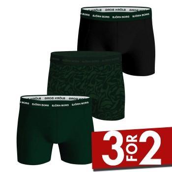 Björn Borg 3P Cotton Stretch Boxer 1721 Svart/Grønn bomull Small Herre