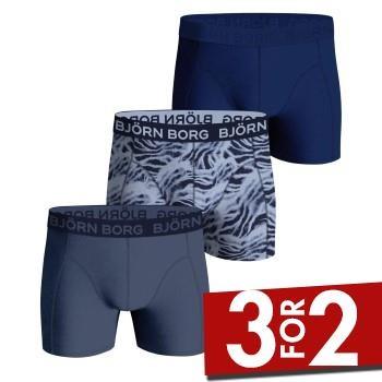 Björn Borg 3P Cotton Stretch Boxer 1721 Blå Mønster bomull X-Large Her...