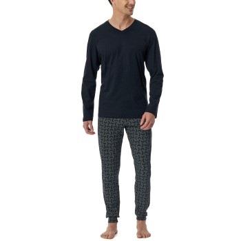 Schiesser Casual Essentials Long Sleeve Pyjamas Mørkblå bomull 50 Herr...