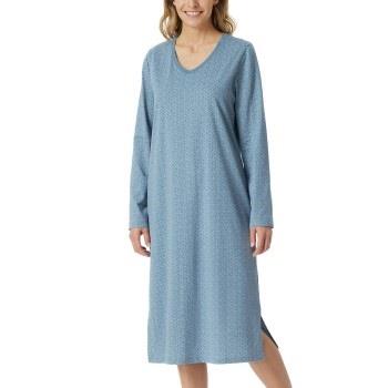 Schiesser Comfort Essentials Longsleeve Sleepshirt Blå Mønster bomull ...