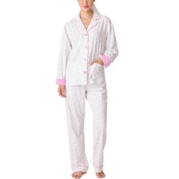 PJ Salvage Long Sleeve Flannel Pyjama Hvit/Rosa bomull Small Dame