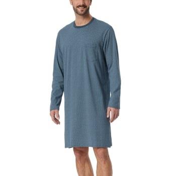 Schiesser Comfort Essential Longsleeve Sleepshirt Blå Mønster bomull 4...