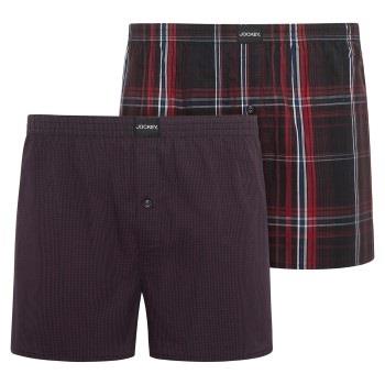 Jockey 2P Woven Boxer Shorts Rød bomull Small Herre