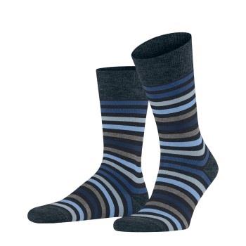 Falke Strømper Stripe Socks Marine/Blå Str 43/46 Herre